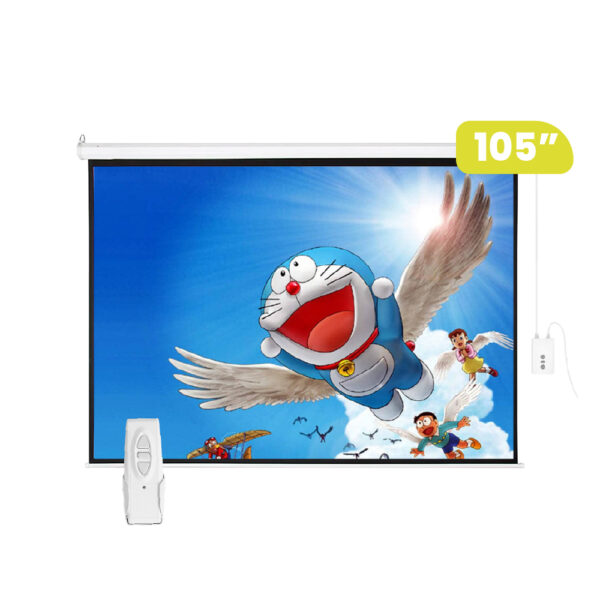 ECRAN ELÉCTRICO CON CONTROL REMOTO 105″(2.14 x 1.61Mts.) FORMATO 4:3